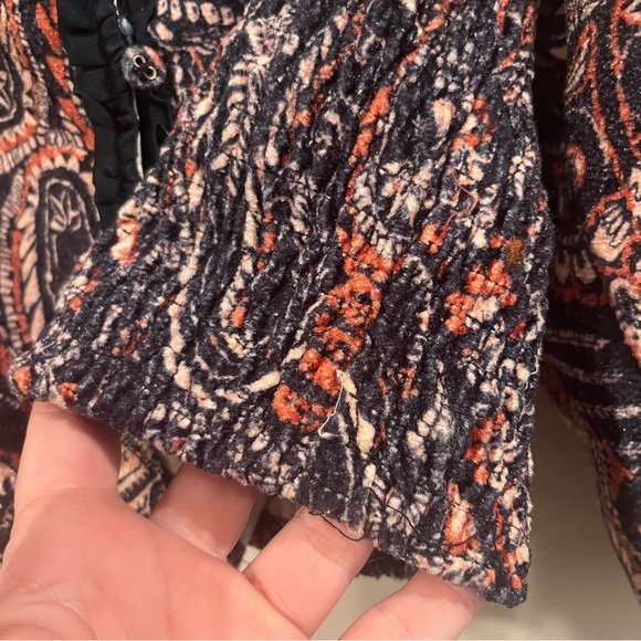 Free People medium blue rust velvet renaissance style puff sleeve blouse medium - Picture 4 of 13